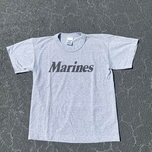 Vintage Marines Single Stitch Grey T Shirt Size YL Adult Small